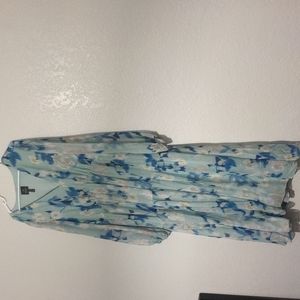 Adrianna papell blue floral multi blue metallic dress size us 20